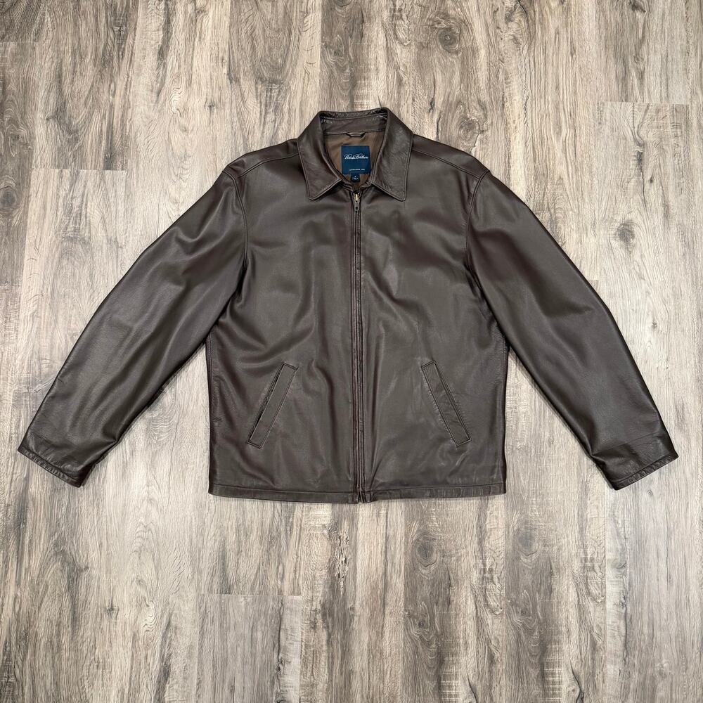 Vintage Brooks Brothers Polo Leather M Jacket Brown minimalist boxy fit